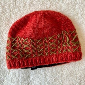 Cute 100% Wool Knit Red Beanie Like French Knot
